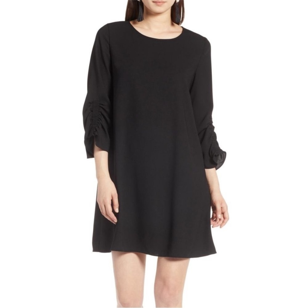 Halogen Ruched Sleeve Swing Dress